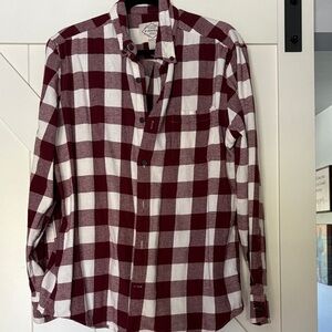 St. John's Bay Burgundy and White Plaid Shirt